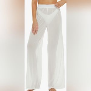 Women See Through Cover up Pants Swimsuit Bikini Bottom Cover up Wide Leg